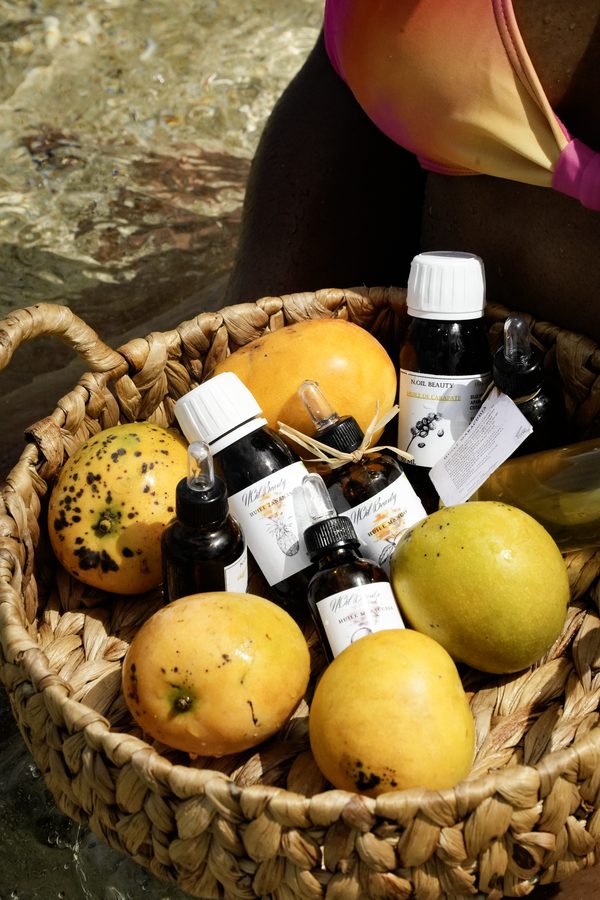 Panier de fruits et huiles — shooting produit